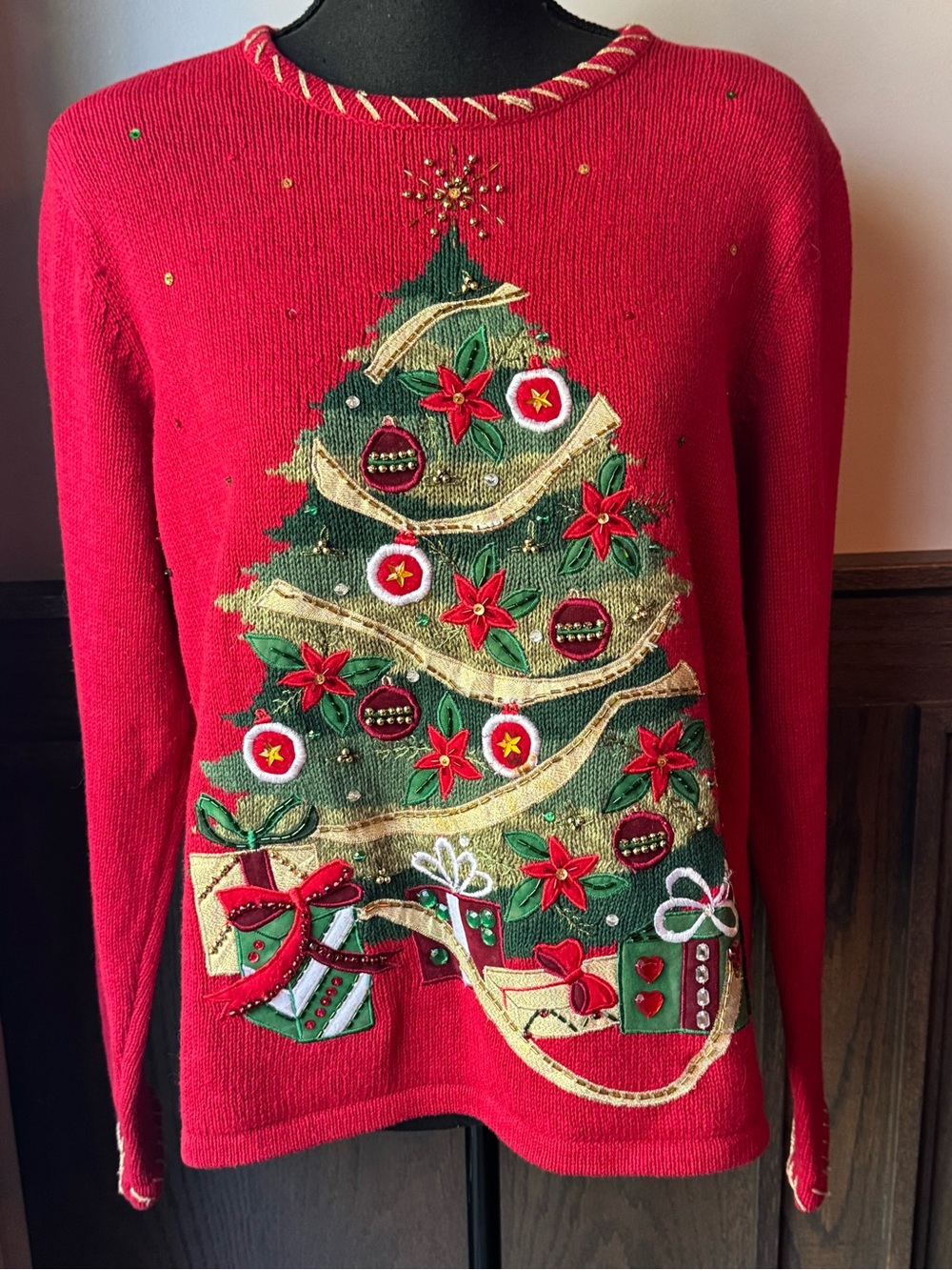 Vintage tiara international ugly Christmas sweater large